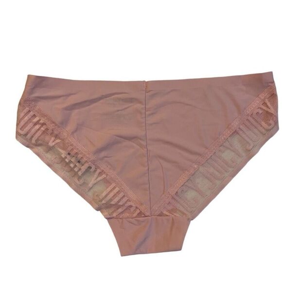 JUICY COUTURE PINK PANTY SIZE S WITH JUICY WRITTEN IN LACE ON BACK OF LEGS - Picture 2 of 3